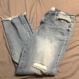 Frayed/ripped distressed light denim  jeans